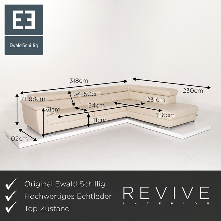 Ewald Schillig Canapé d'angle en cuir Beige Canapé #12468