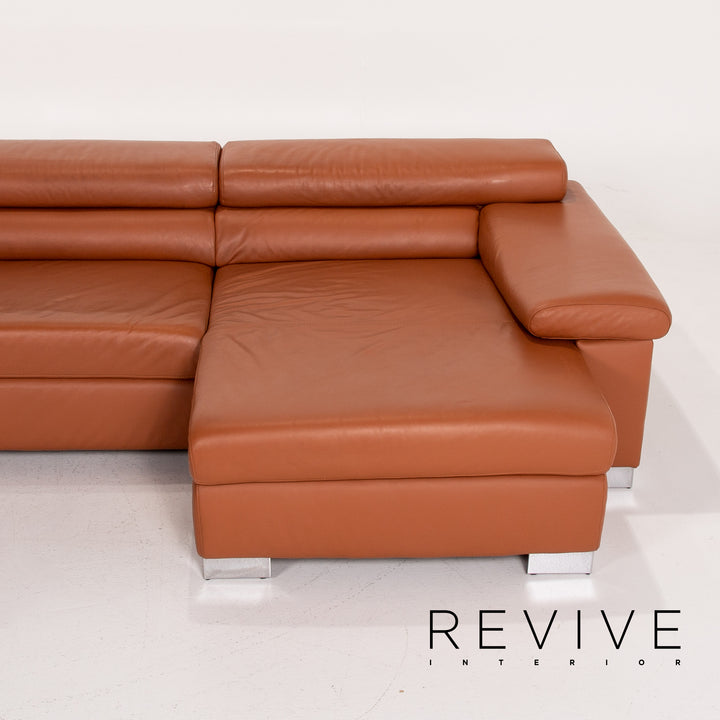 Ewald Schillig Leder Ecksofa Braun Cognac Sofa Funktion Couch #14263