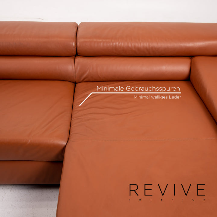 Ewald Schillig Leder Ecksofa Braun Cognac Sofa Funktion Couch #14575