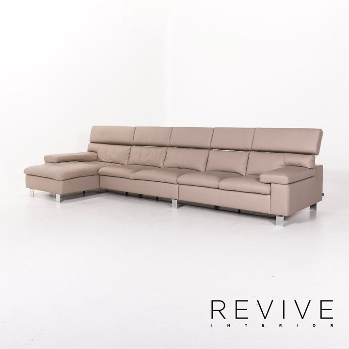Ewald Schillig Leder Ecksofa Braun Graubeige Cappucino Sofa Couch #12304
