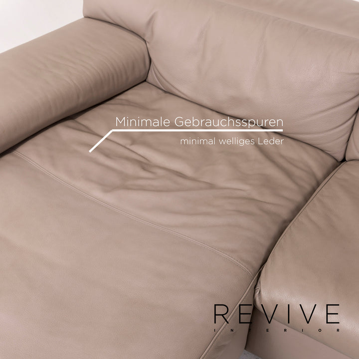 Ewald Schillig Leder Ecksofa Braun Graubeige Cappucino Sofa Couch #12304