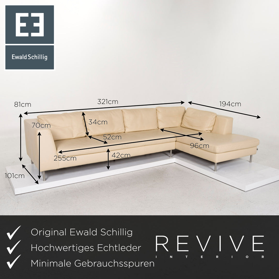Ewald Schillig Leder Ecksofa Creme Sofa Couch #13235