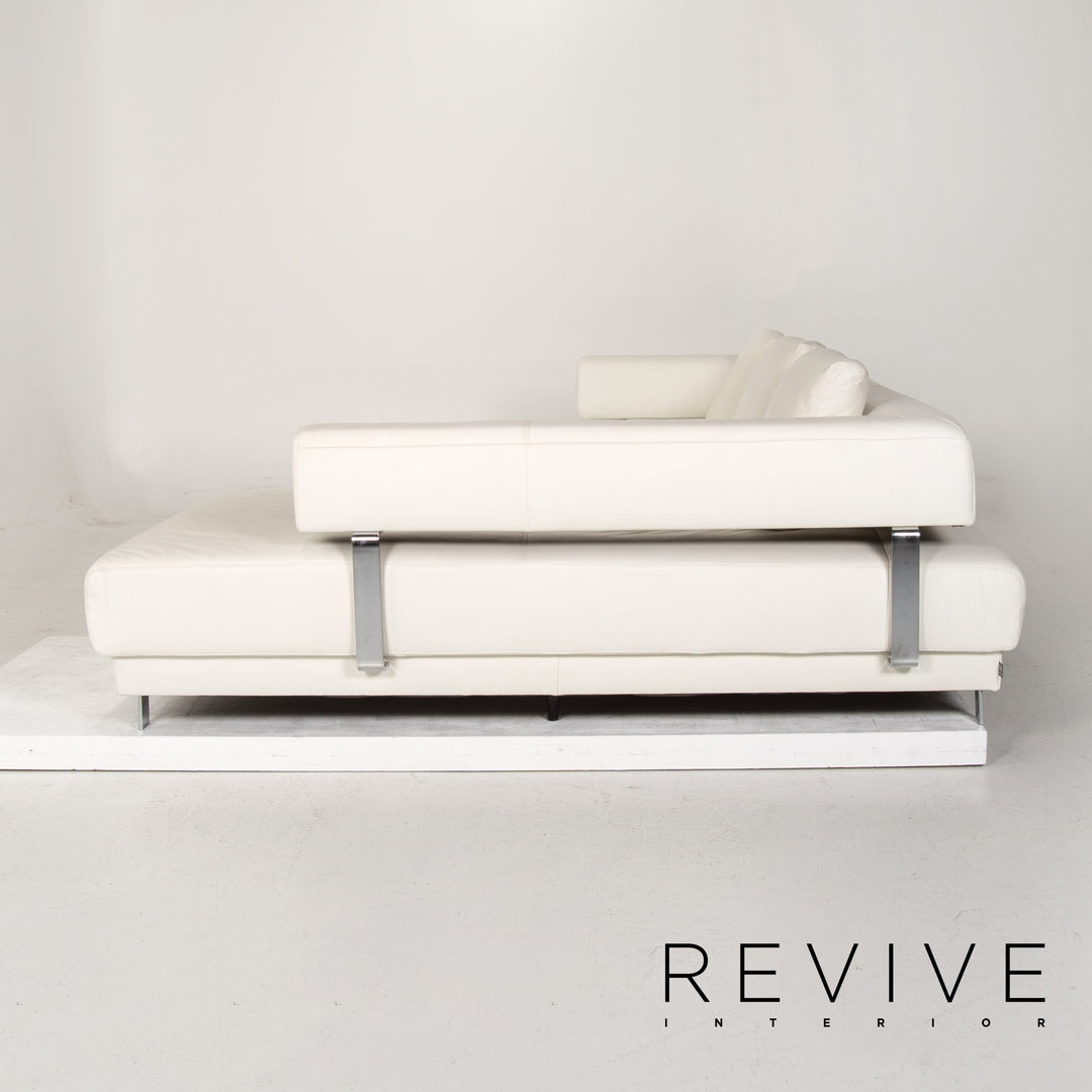 Ewald Schillig Leather Corner Sofa White Sofa Couch #14352