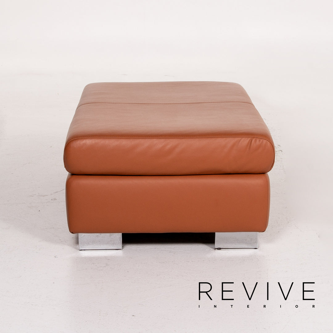 Ewald Schillig Leder Hocker Braun Cognac Ottoman #14569