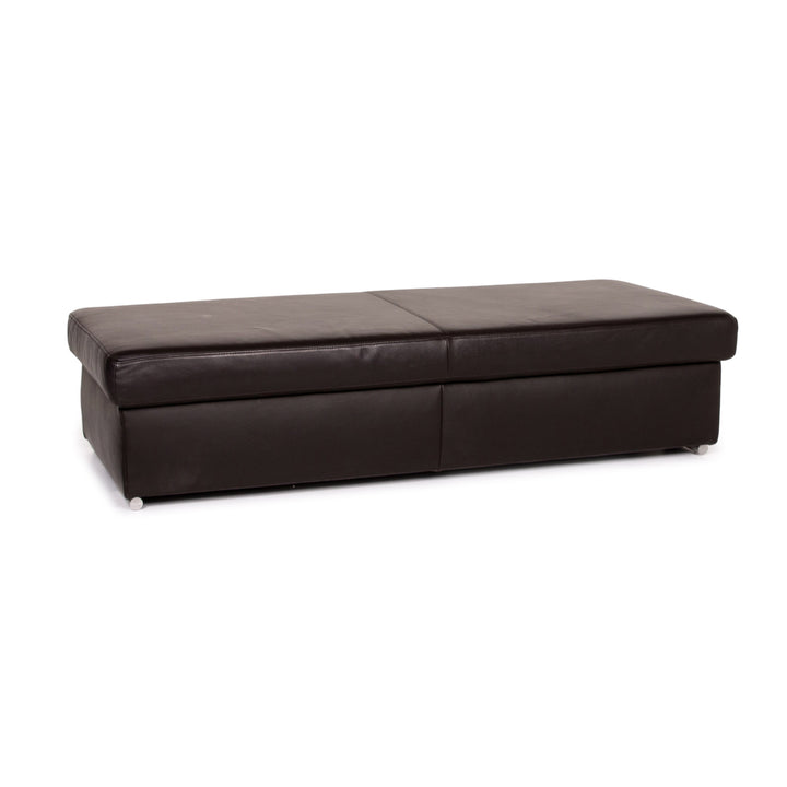 Ewald Schillig Leder Hocker Dunkelbraun Braun Ottoman #14201