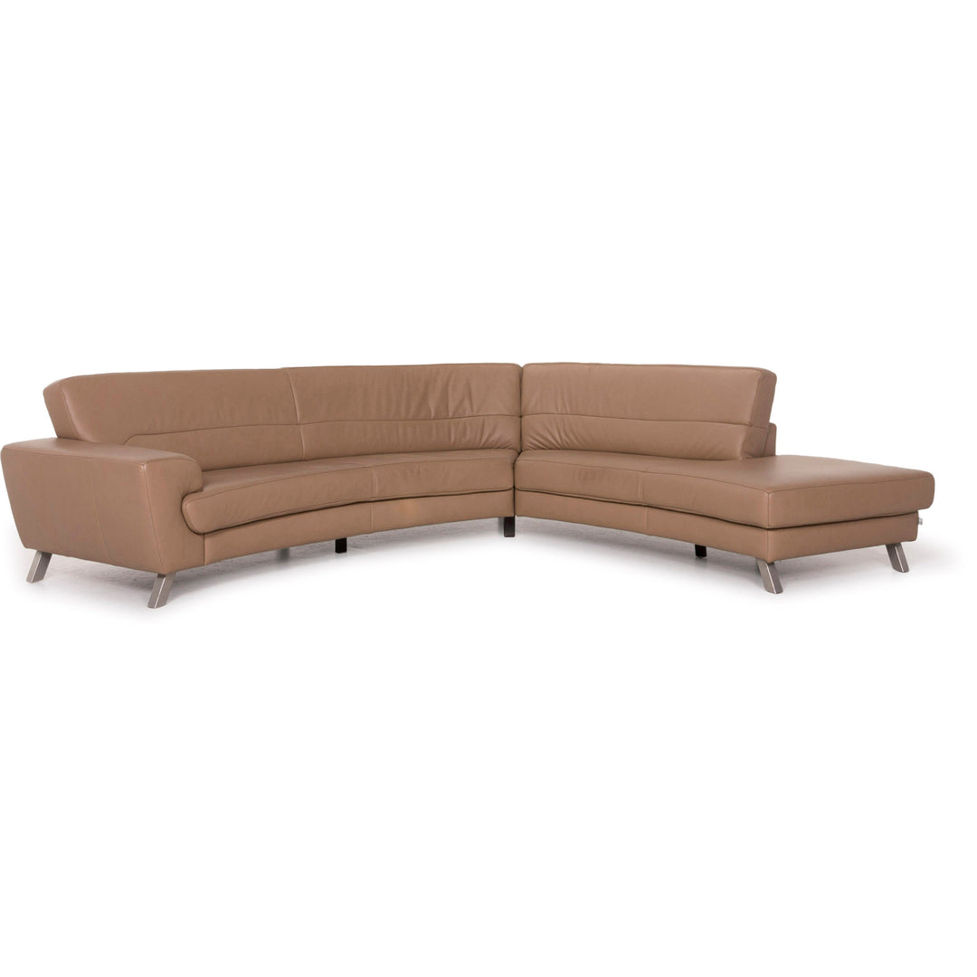 Ewald Schillig Leder Sofa Beige Ecksofa #12236