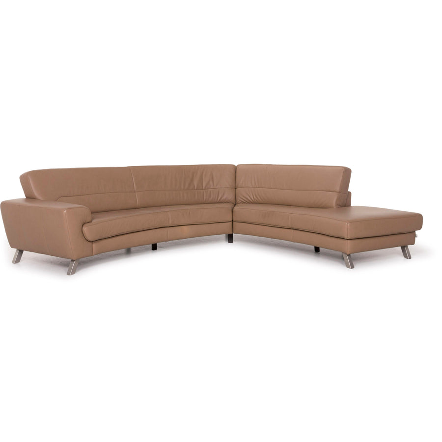 Ewald Schillig Leder Sofa Beige Ecksofa #12236