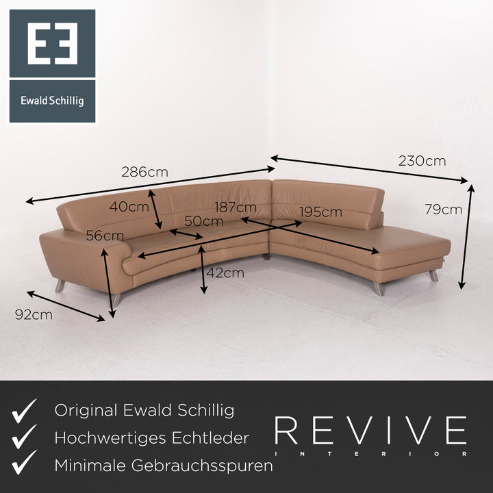 Ewald Schillig Leder Sofa Beige Ecksofa #12236