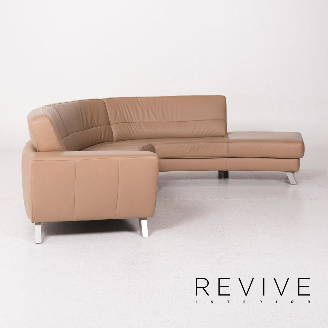 Ewald Schillig Leder Sofa Beige Ecksofa #12236