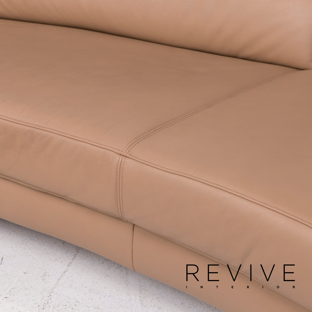 Ewald Schillig Leder Sofa Beige Ecksofa #12236