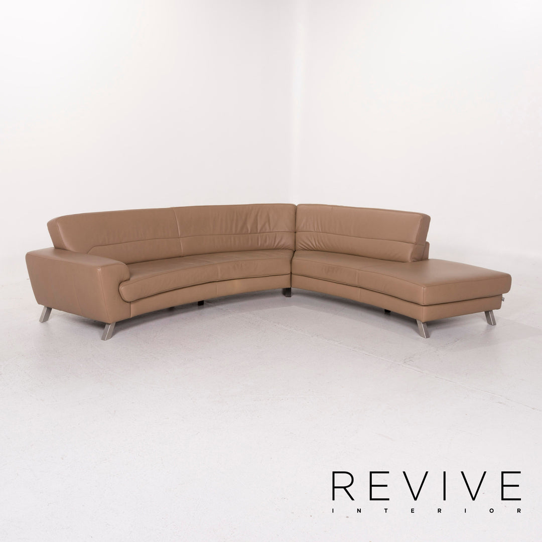 Ewald Schillig Leder Sofa Beige Ecksofa #12236