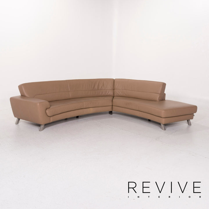 Ewald Schillig Leder Sofa Beige Ecksofa #12236