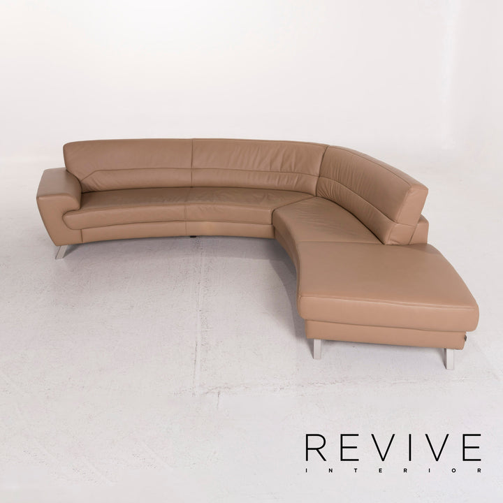 Ewald Schillig Leder Sofa Beige Ecksofa #12236