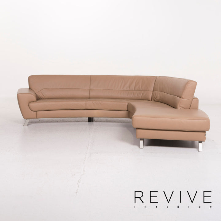 Ewald Schillig Leder Sofa Beige Ecksofa #12236