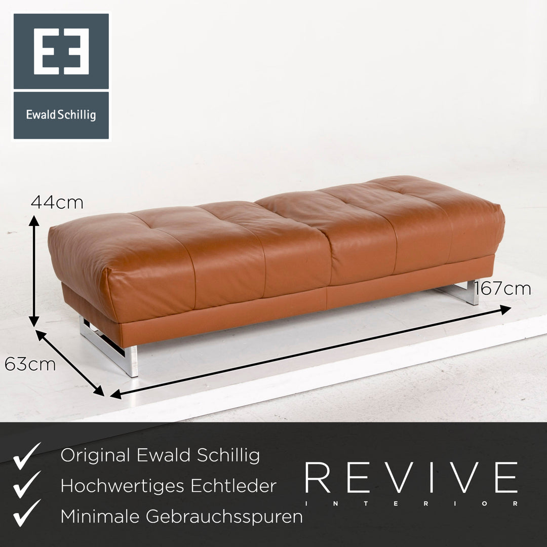 Ewald Schillig Leder Sofa Garnitur Braun 1x Ecksofa 1x Hocker #13105