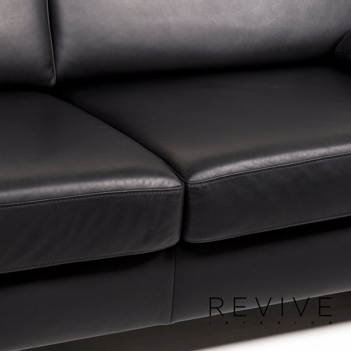 Ewald Schillig Leder Sofa Schwarz Dreisitzer Couch #12701