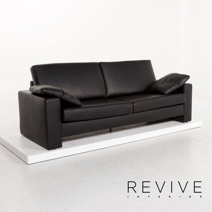Ewald Schillig Leder Sofa Schwarz Dreisitzer Couch #12701