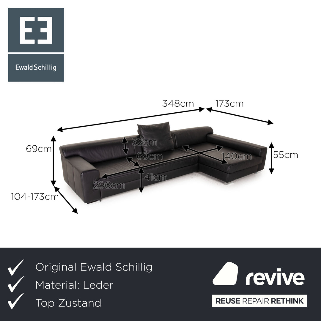 Ewald Schillig Loft Leder Sofa Schwarz Ecksofa Couch