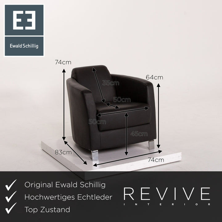 Ewald Schillig Sam Leder Sessel Anthrazit Grau #13659