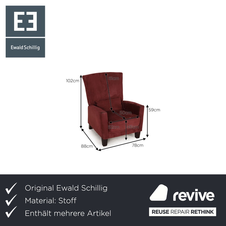 Ensemble de canapés en tissu Ewald Schillig canapé d'angle rouge foncé fauteuil canapé