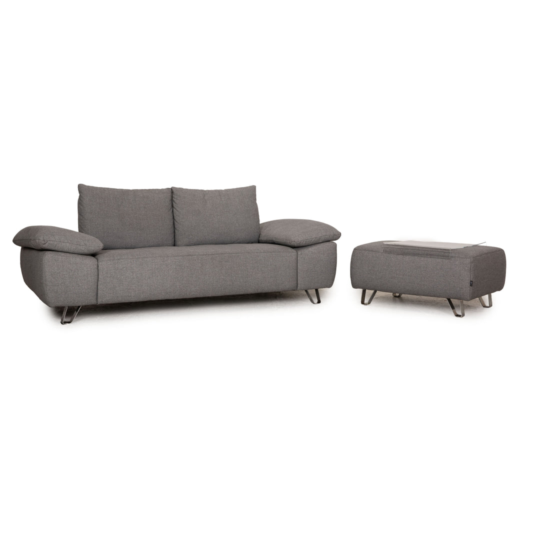 Ewald Schillig fabric sofa set gray two-seater stool function couch sofa