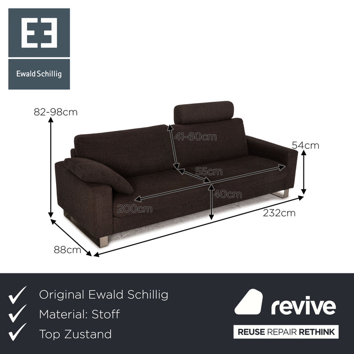 Ewald Schillig fabric four-seater gray anthracite sofa couch