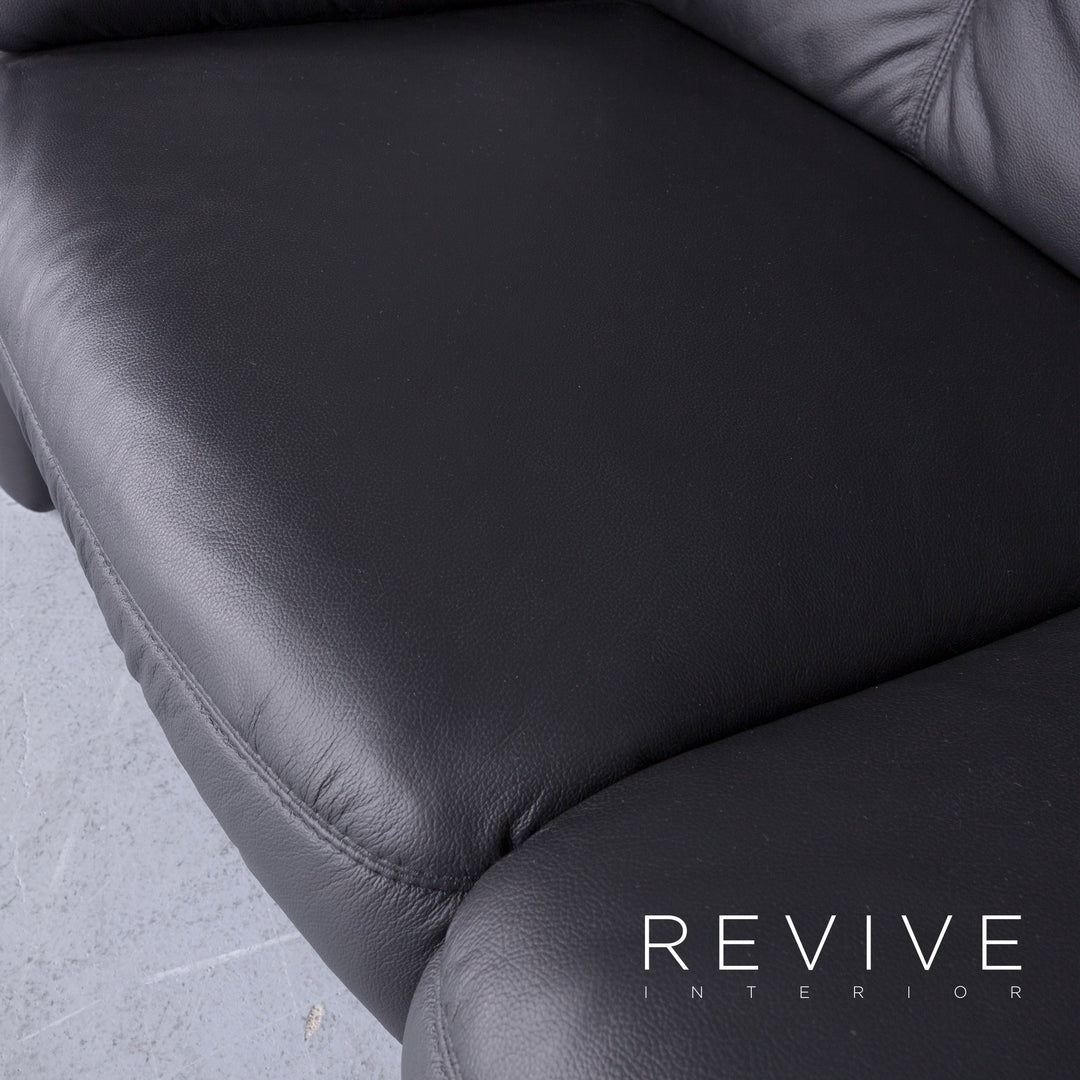 Casada Designer Leder Sofa Schwarz Zweisitzer Couch Funktion Modern Echtleder Ausstellungsstück #3480