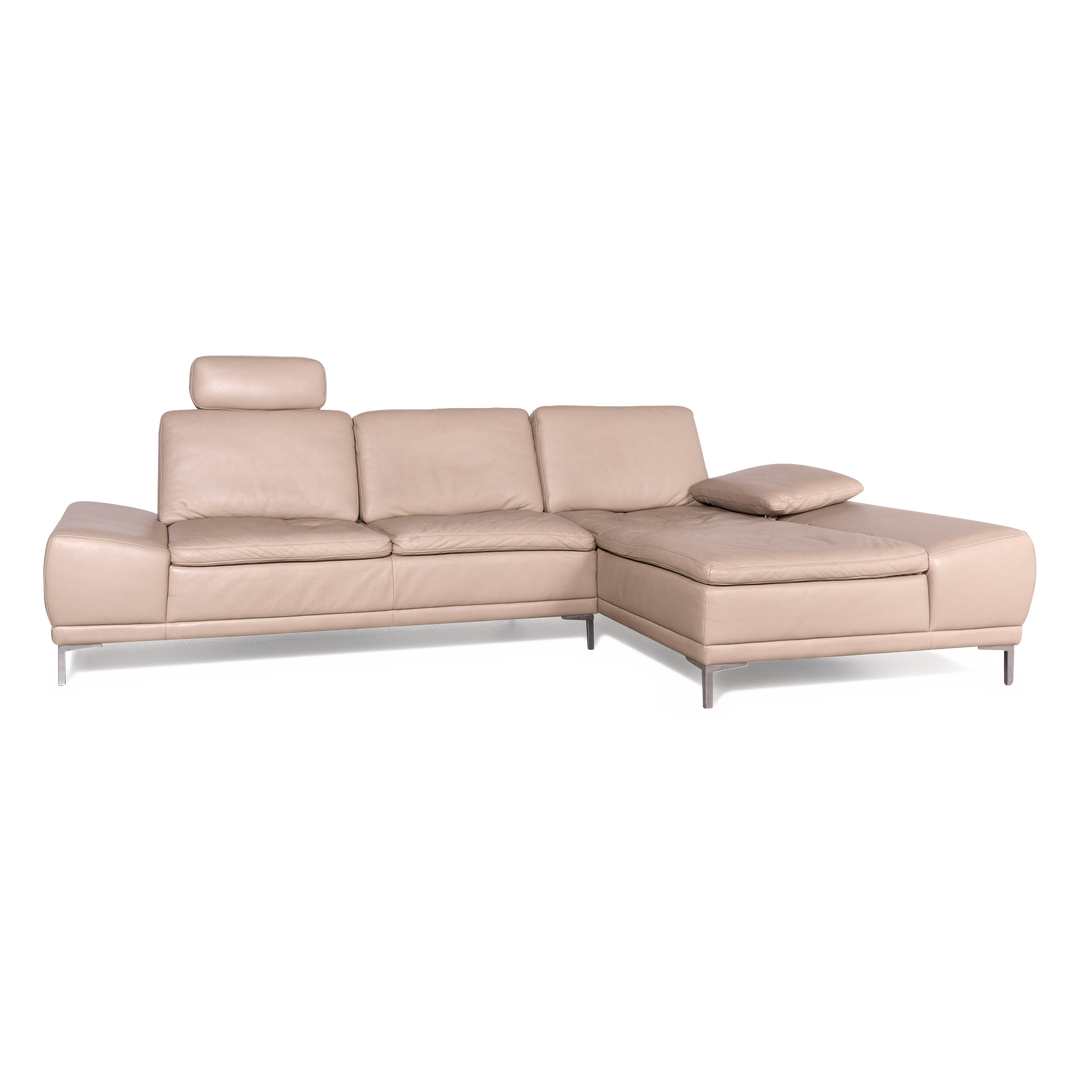 Willi Schillig designer leather corner sofa beige genuine leather sofa couch #7917
