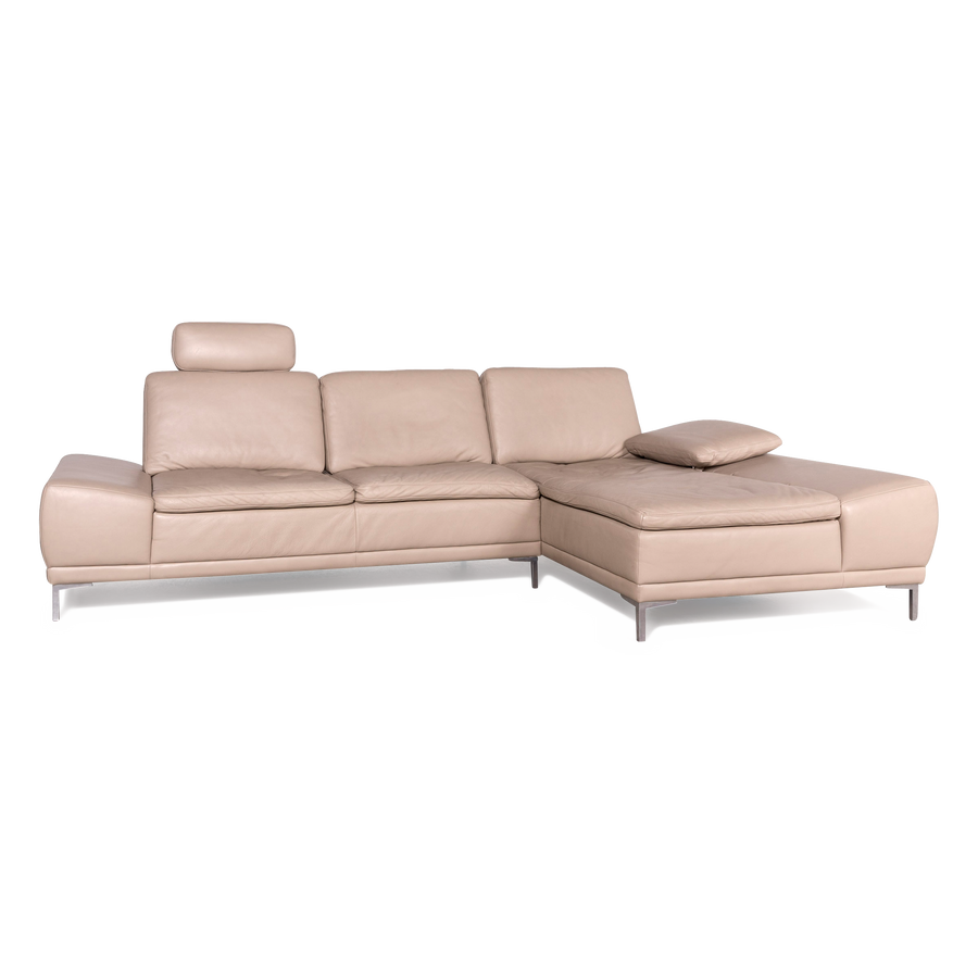 Willi Schillig designer leather corner sofa beige genuine leather sofa couch #7917