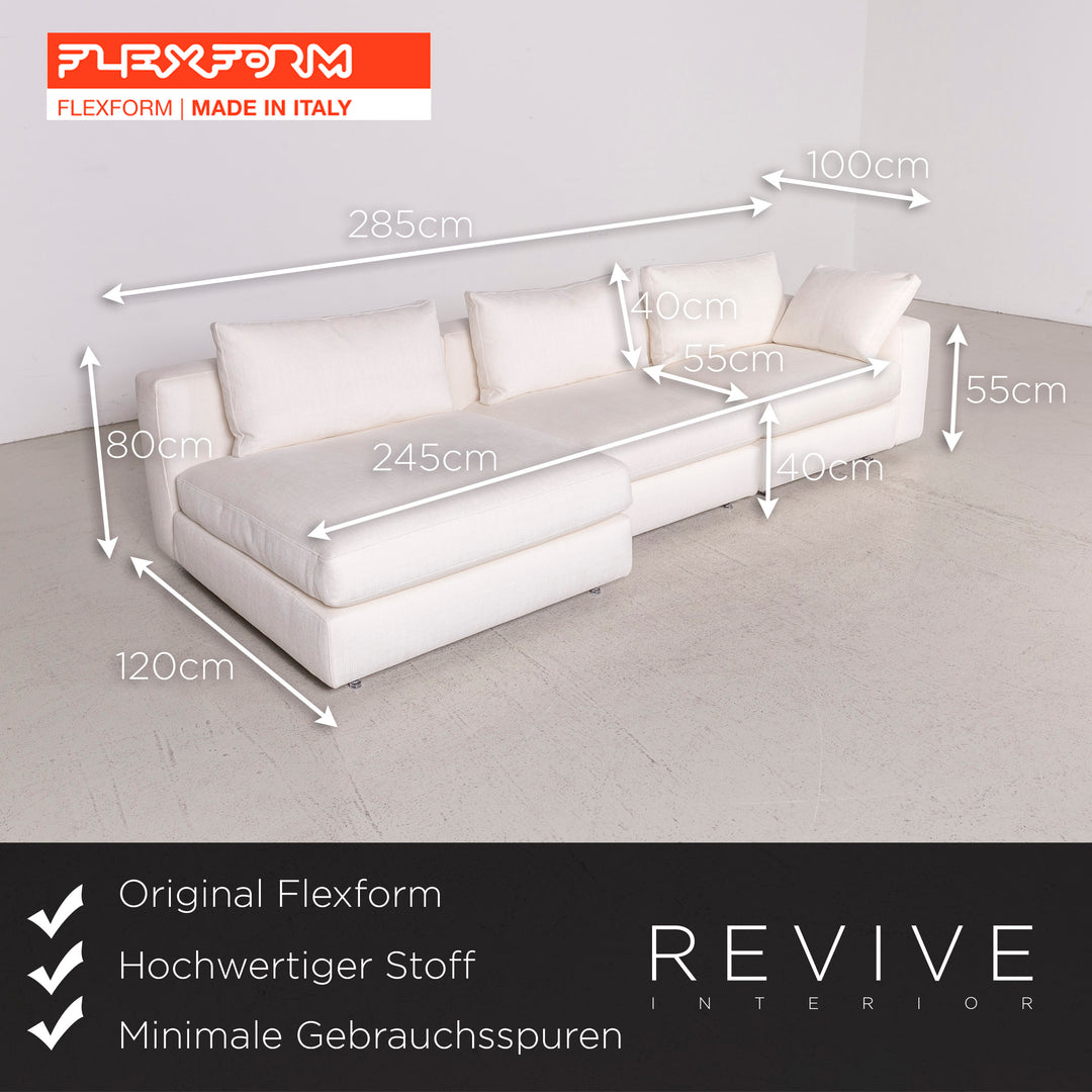 Flexform Designer Stoff Sofa Weiß Ecksofa Hocker #7882