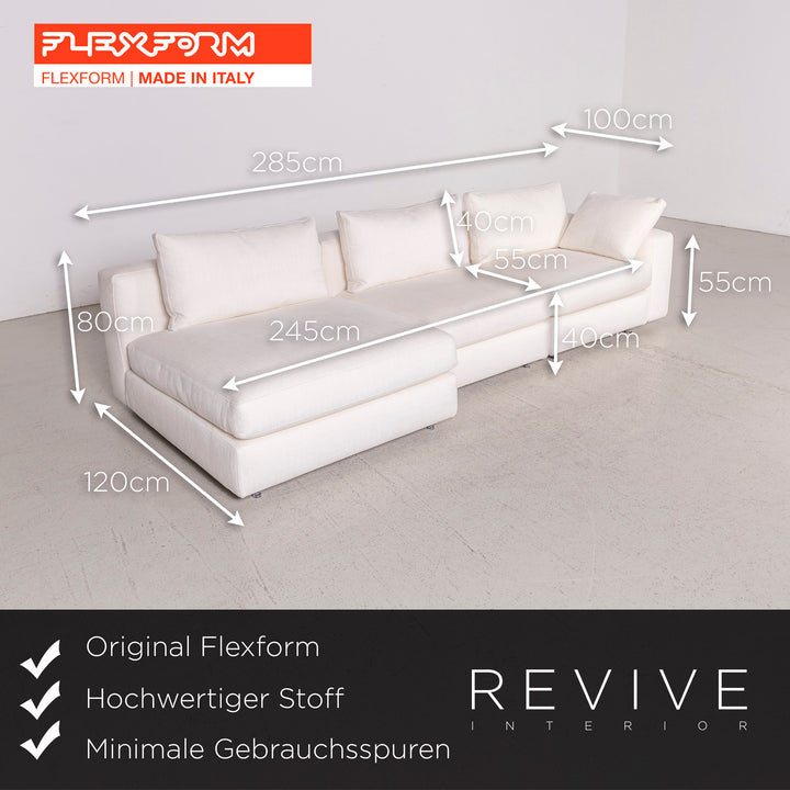 Flexform Designer Stoff Sofa Weiß Ecksofa Hocker #7882