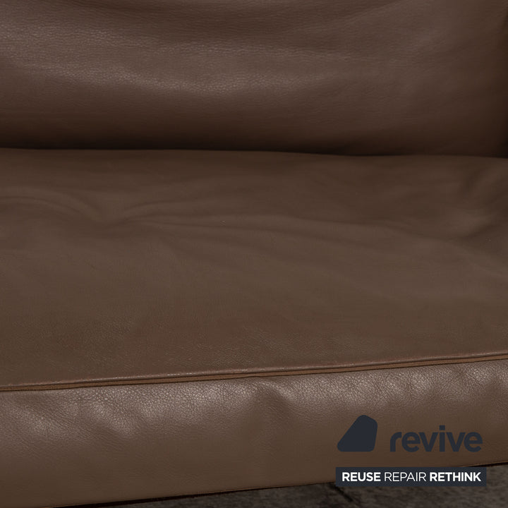Flexform Lifesteel Leather Sofa Brown Three Seater Couch