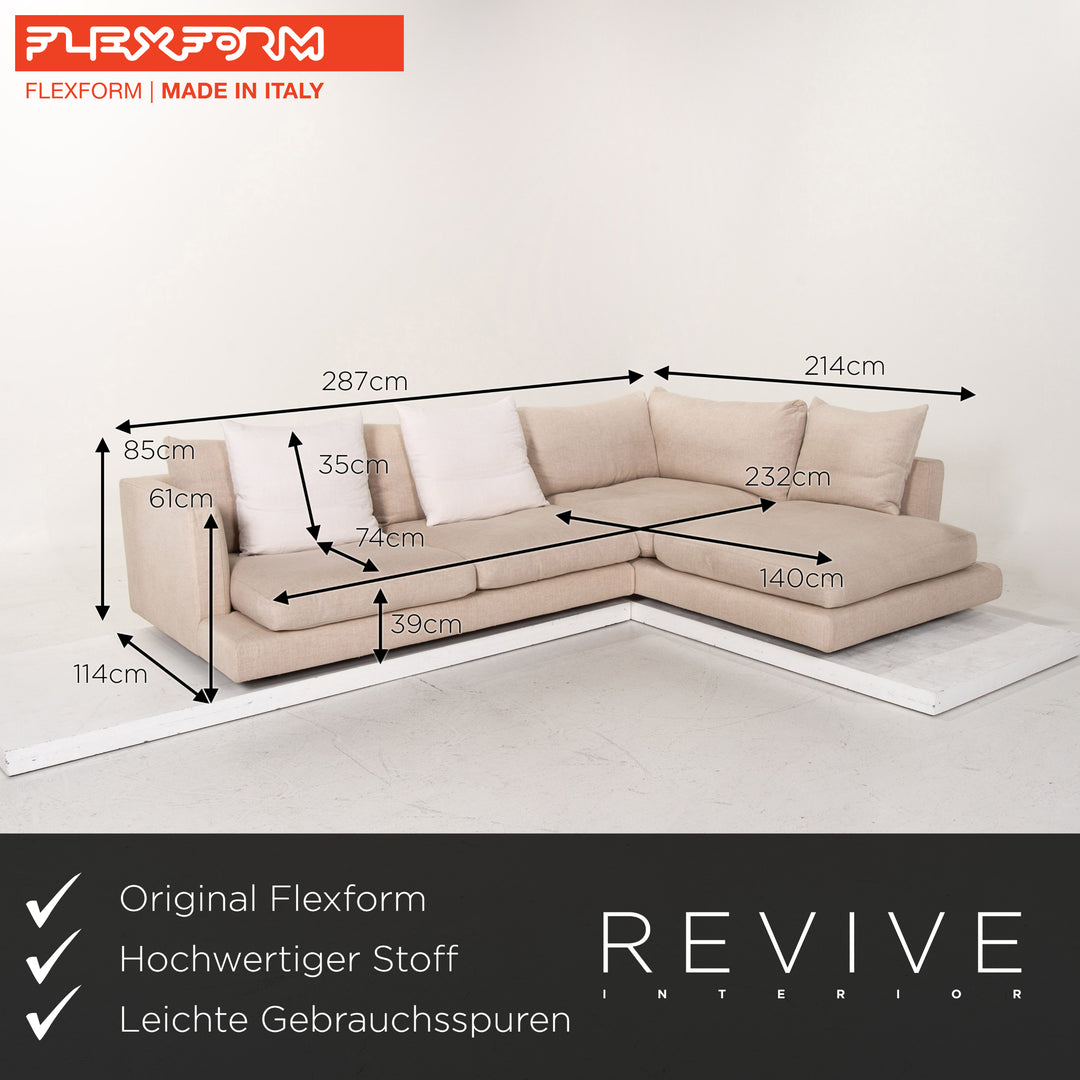 Flexform Long Island Stoff Ecksofa Creme Sofa Couch #14900