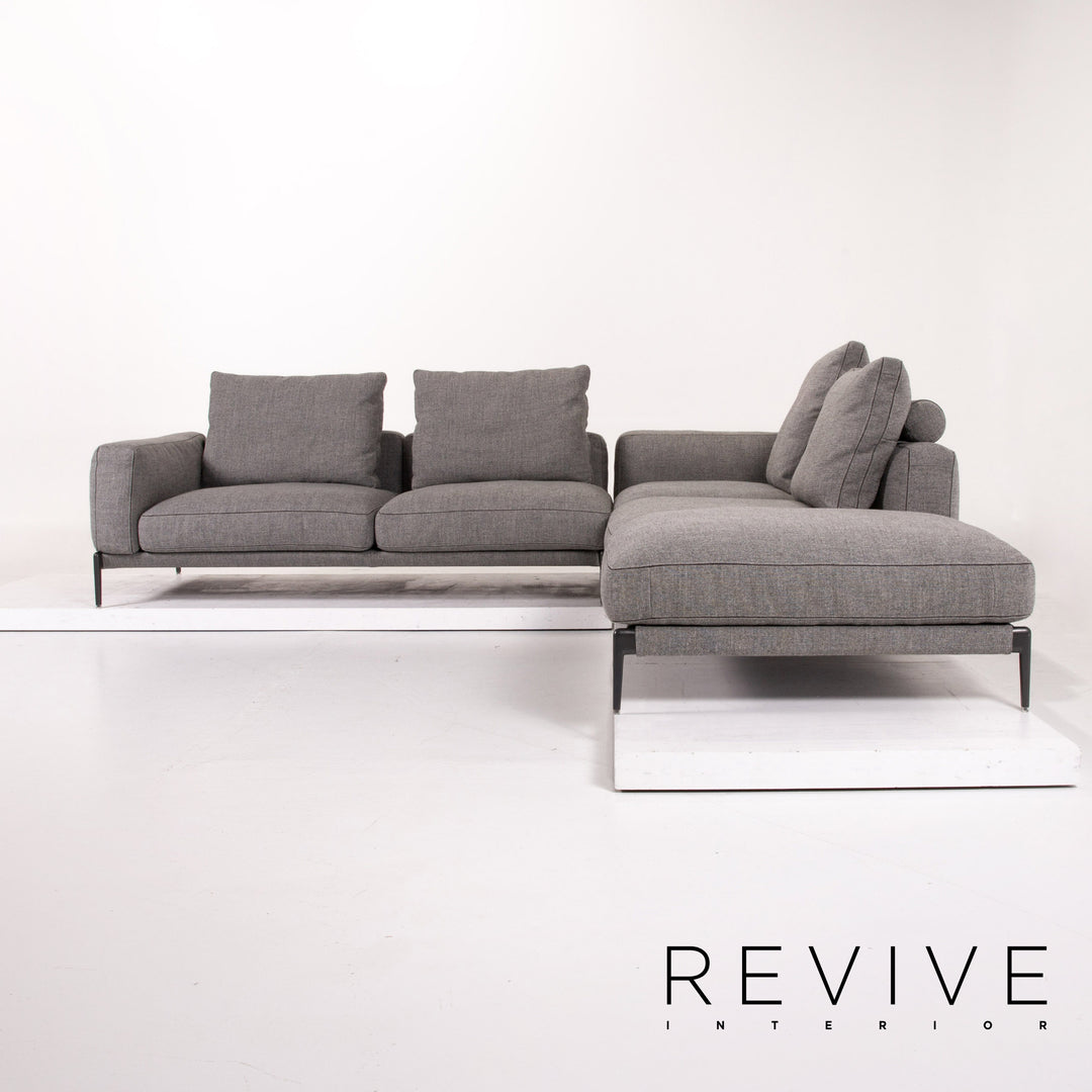 Flexform Romeo Fabric Corner Sofa Gray Sofa Couch #13740