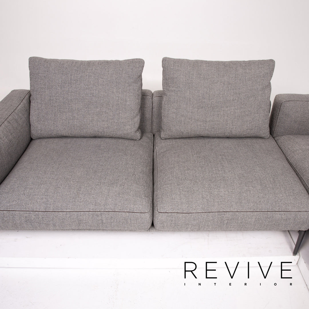 Flexform Romeo Fabric Corner Sofa Gray Sofa Couch #13740