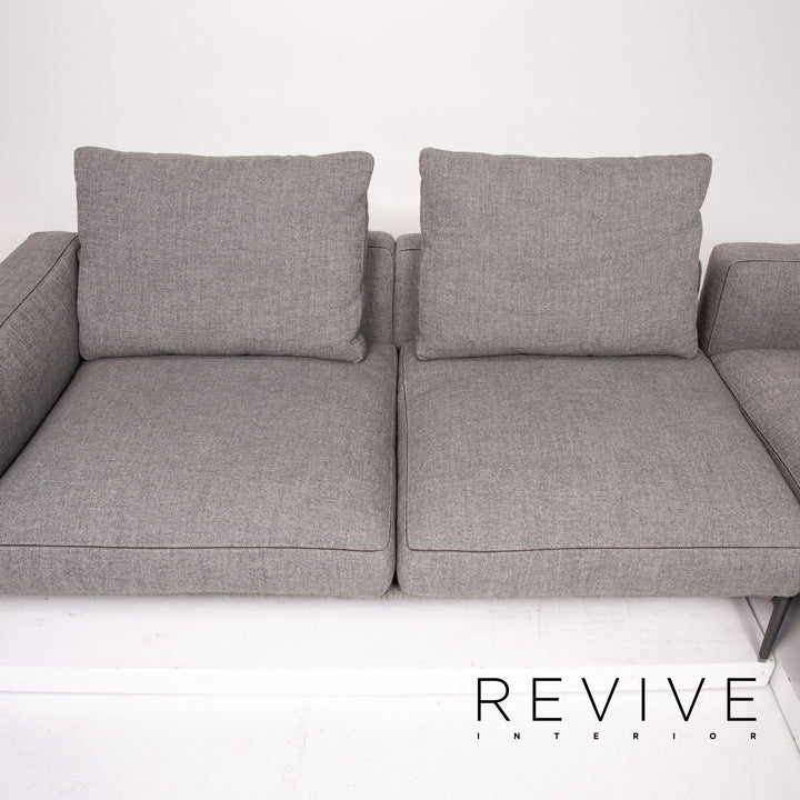 Flexform Romeo Fabric Corner Sofa Gray Sofa Couch #13740