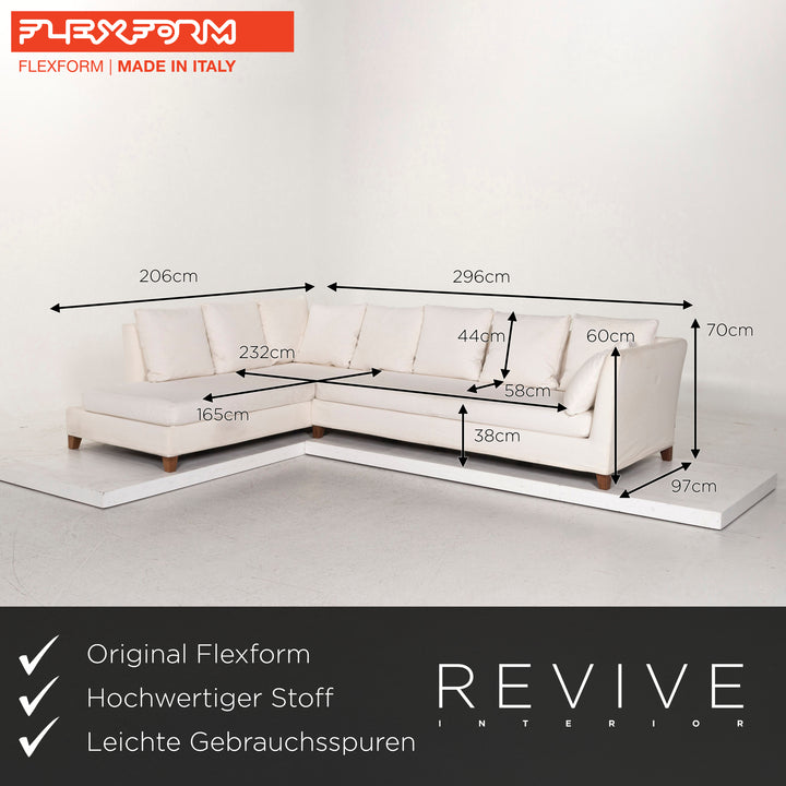 Flexform Fabric Corner Sofa Cream Sofa Couch #12465