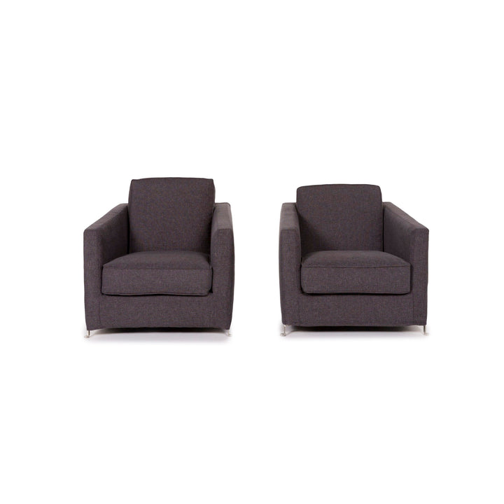 Flexform Stoff Sessel Garnitur Grau 2x Sessel #12563