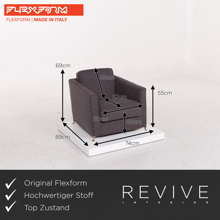 Flexform Fabric Armchair Gray Anthracite #12565