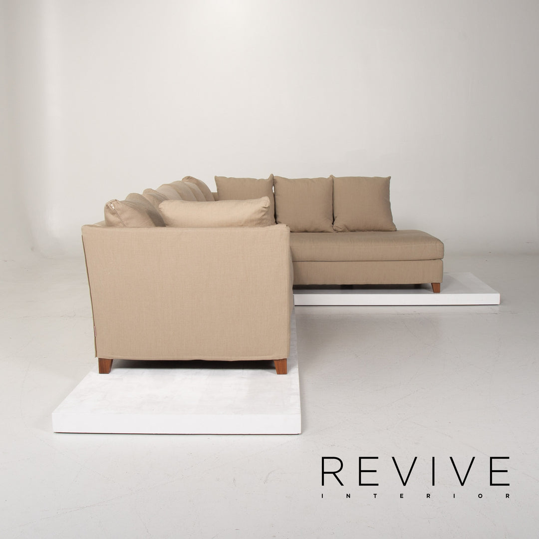 Flexform Fabric Sofa Beige Corner Sofa #14054