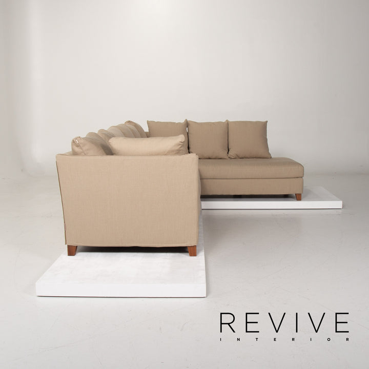 Flexform Fabric Sofa Beige Corner Sofa #14054