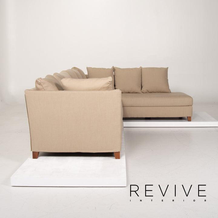 Flexform Fabric Sofa Beige Corner Sofa #14054