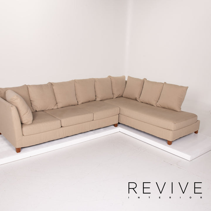 Flexform Fabric Sofa Beige Corner Sofa #14054