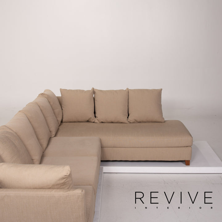 Flexform Fabric Sofa Beige Corner Sofa #14054