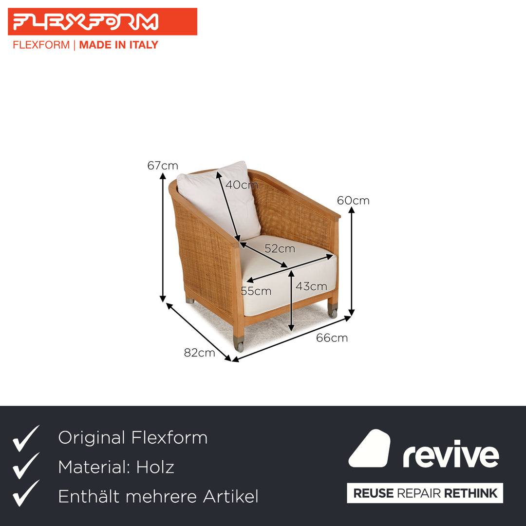 Flexform Fabric Sofa Set White Two Seater Armchair Table Coffee Table