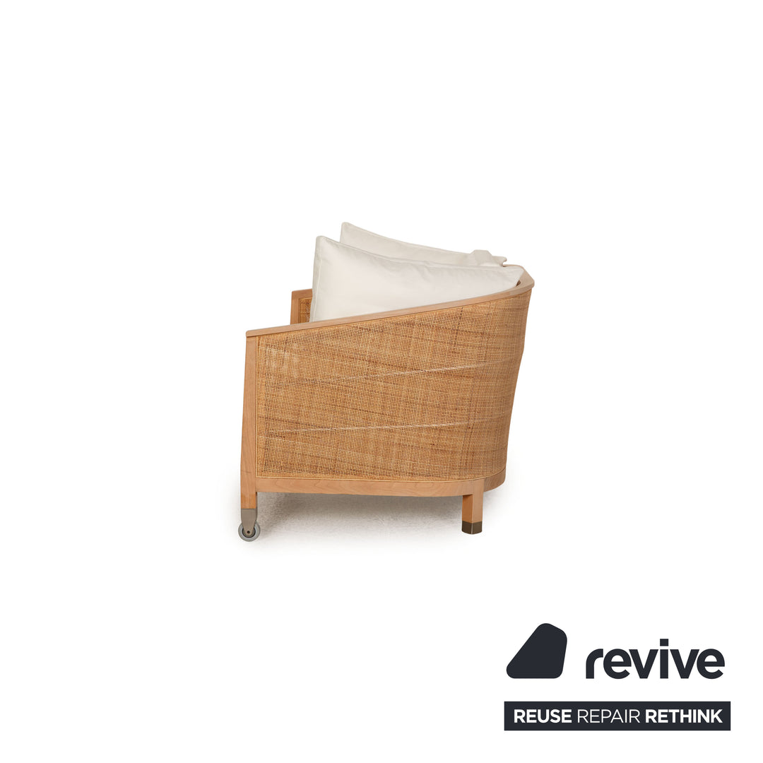 Flexform Fabric Sofa White Wood Two Seater Couch