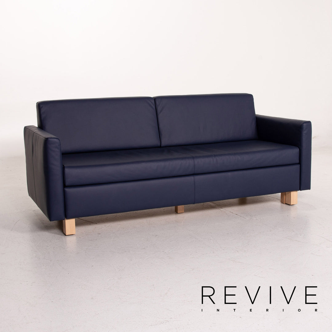 Franz Ready Minnie Leather Sofa Bed Blue Dark Blue Two-Seater Sleep Function Sofa Couch #14784