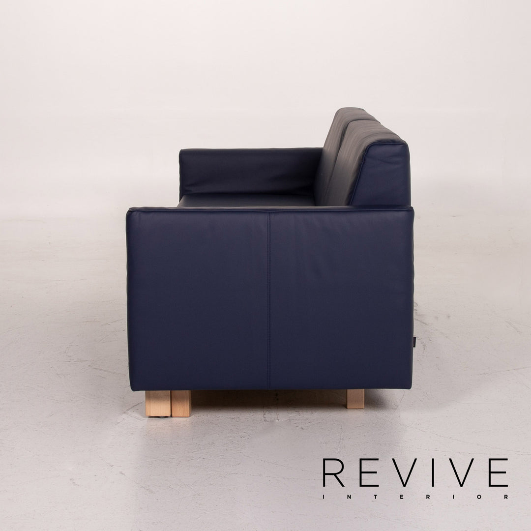Franz Ready Minnie Leather Sofa Bed Blue Dark Blue Two-Seater Sleep Function Sofa Couch #14784