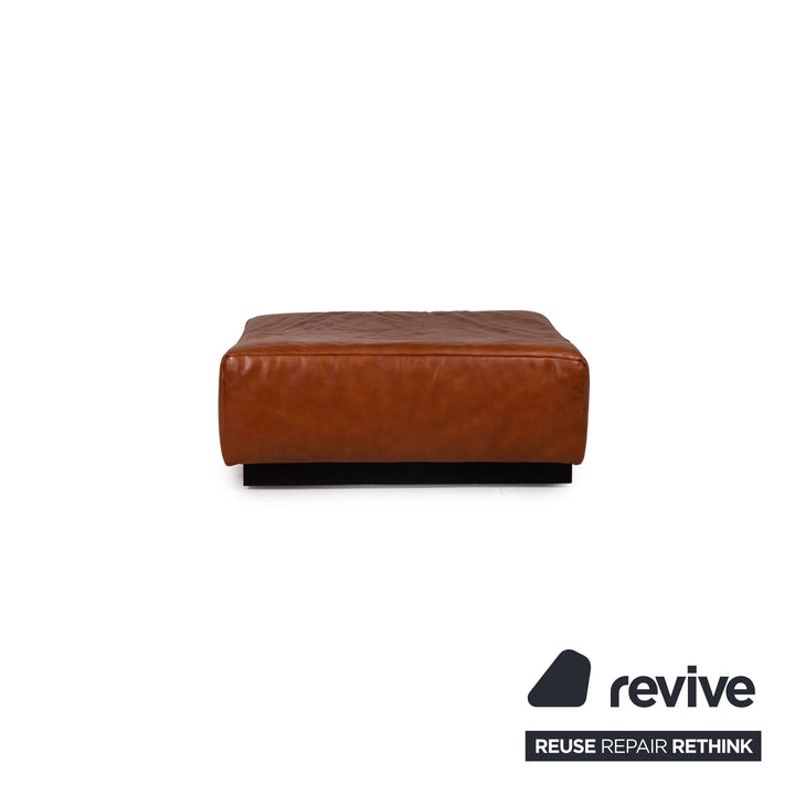 Franz Ready Tema Leather Sofa Set Brown 2 x two-seater 1 x stool function sleeping function