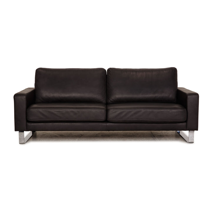Frommholz Domino Leather Three-Seater Anthracite Gray Sofa Couch